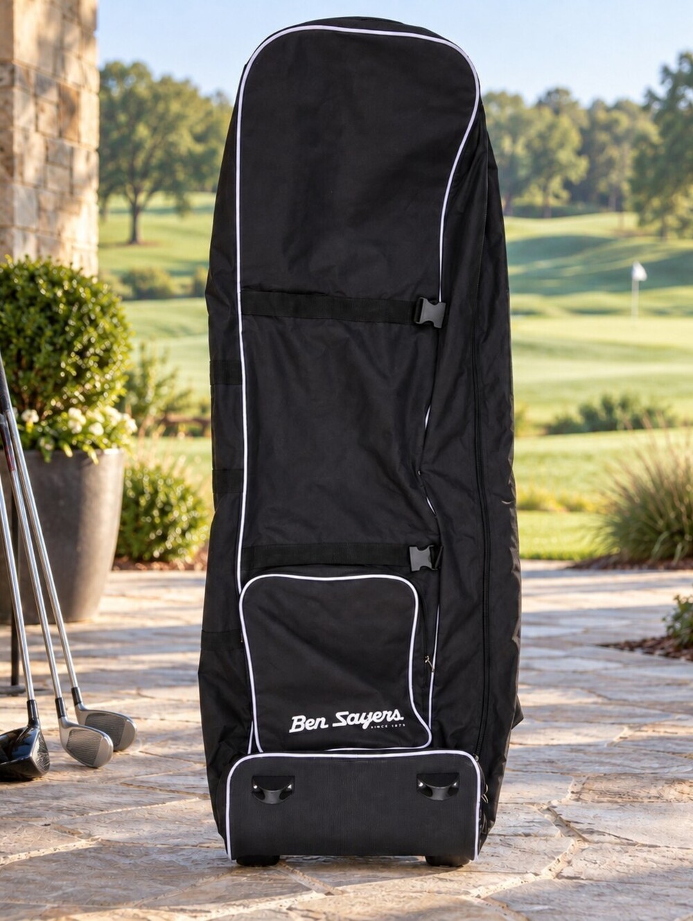 Ben Sayers Wheeled Golf Travel Bag Padded Club Cover Rolling Flight Case Black